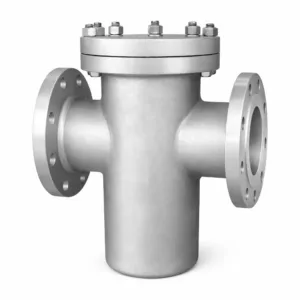 Bucket type industrial strainer manufactured by Falcon for pipeline debris filtration